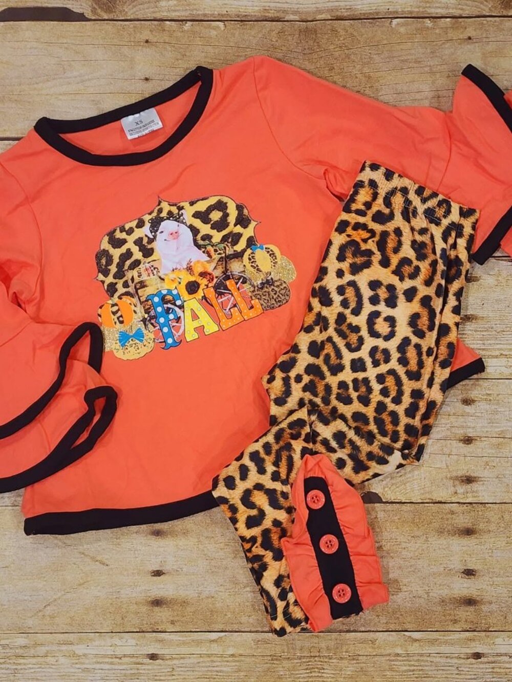 NEW - Cute Fall Pig Set w/ Button Leggings - 8/9